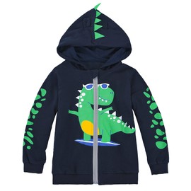 MIXIDON Children's hooded boys' pullover dinosaur zip sweatshirt headpiece jacket 2-9 years