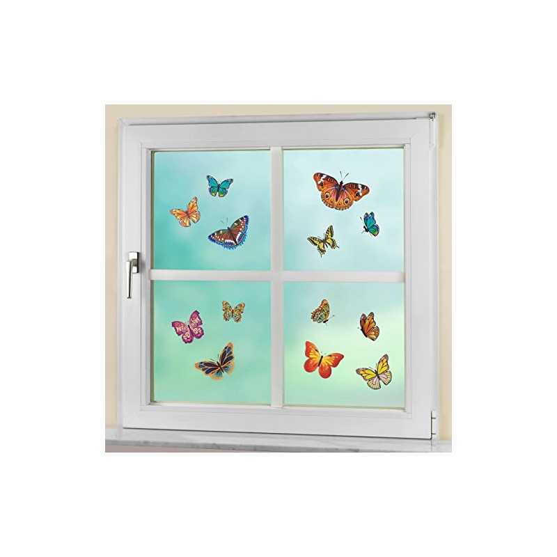WENKO Window Decoration Butterflies 13-Piece Set Plastic 35 x 35
