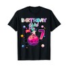 7th Birthday 7 Years Old Astronaut Space Galaxy Girl T-Shirt