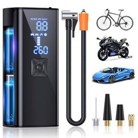 Tire Inflator Portable Air Compressor, 150PSI Portable Air Compressor with Digital Pressure Gauge, 2X Faster Inflation Cordless Air Pump for Car, Bike, Motorcycle, Ball