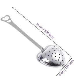 Diyfixlcd 16 Pieces Heart Shaped Tea Infuser Stainless Steel Long Grip Mesh Tea Strainer Ball, Reusable Tea Spoon tea strainers with Snap for Loose Tea Leaf Spice Herb Flavoring, 5.51 x 1.57IN