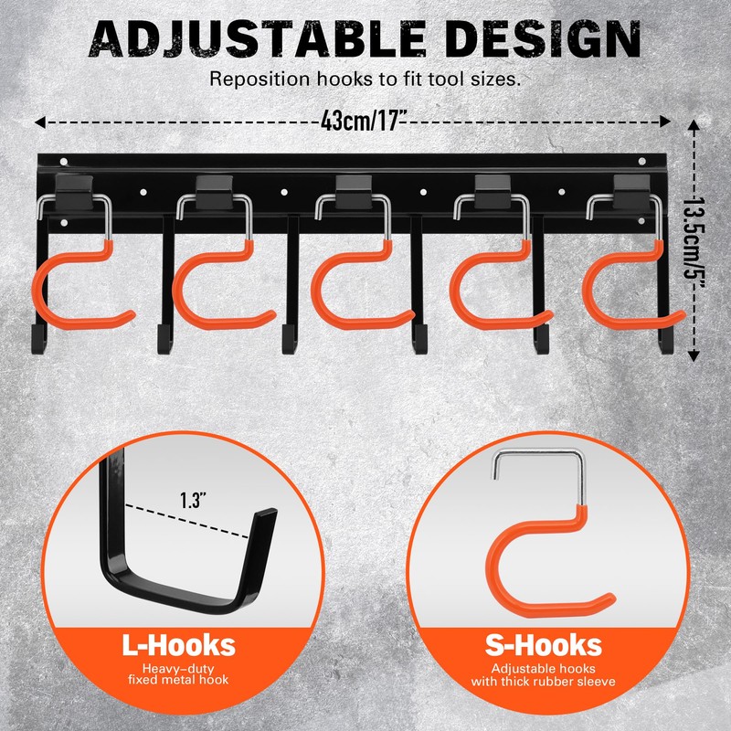 ELEAD 68'' All Metal Adjustable Garden Tool Organizer: Garage Tool