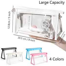 Large Capacity Pencil Bag PVC Clear Pencil Case, 4Pcs Clear Pencil Case Pencil Pouch with Zipper, Clear Pencil Case Large Capacity Pencil Case, PVC Pen Box See-Through Pencil Case Clear Pencil Case