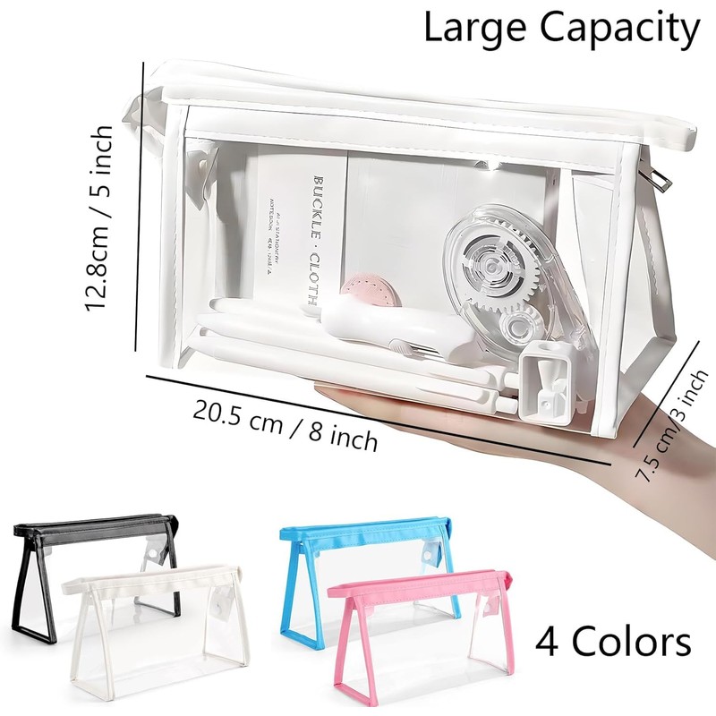 Large Capacity Pencil Bag PVC Clear Pencil Case, 4Pcs Clear