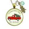 Red Truck Christmas Season Necklace Vintage Holiday Christmas Tree Charm