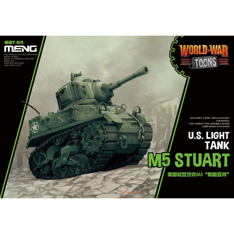 モンモデル ワールドウォートゥーンズシリーズ アメリカ軽戦車 M5スチュアート 色分け済みプラモデル MWWT012