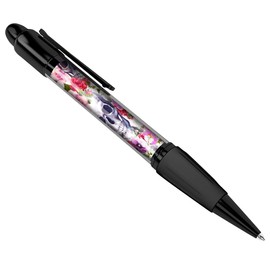 Destination Vinyl Pens Pink Flowery Sugar Skull Art Cover Black Ballpoint Pen - Student #13088