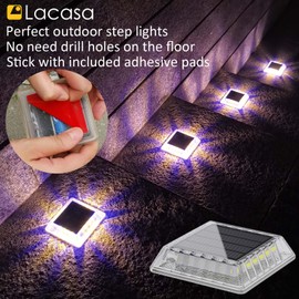 Lacasa Outdoor Solar Light, 4 Pack 30LM IP68 Waterproof Solar Garden Light Auto On/Off Solar Lighting for Pathways Paths, Mixed Colours (Warm White + Blue Light)