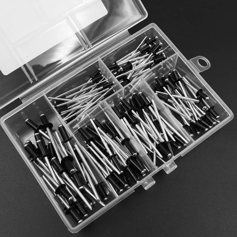 120pcs NUZAMAS 4mm/3.2mm/3mm/2.4mm Aluminum Blind Rivets Dome Head Rivets Open