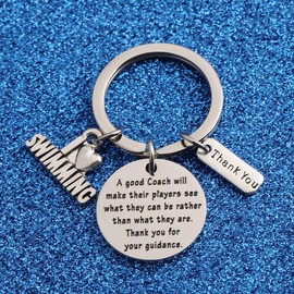 WUSUANED Swim Coach Gift A Good Coach Will Make Players See What They Can Be Swim Coach Keychain Thank You Gift For Swimming Coach (i love swim keychain)