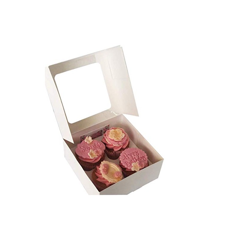 MASS DYNAMIC 10 Pack 4 Holes White Cupcake Boxes –