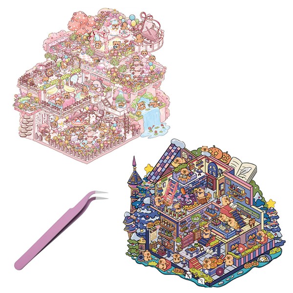 AYNKH 2PCS 3D Large Sticker Scene, Sticker Therapy,Funny Cartoon,Dream Castle