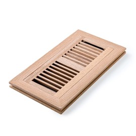 Red Oak Hardwood Flush Mount Floor Register, 4X10 Inch, with Damper, High Output Air Flow, Unfinished