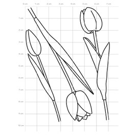 KK-0234 Clear Stamp Set Motif Card Art Spring & Easter Scribble Tulips