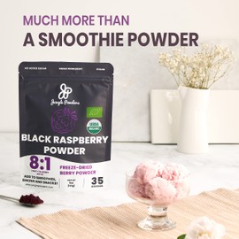 Jungle Powders Organic Black Raspberry Powder 5 Ounce Bag, USDA Organic Freeze Dried Raspberries Fruit Whole Berry for Baking, Additive Filler Free Superfood Extract Rasberries Smoothies Dehydrated