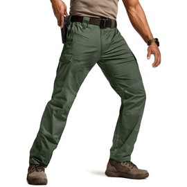 CQR Men's Flex Ripstop Tactical Pants, Water Resistant Stretch Cargo Pants, Lightweight EDC Hiking Work Pants, Marauder Green Kelp, 42W x 34L