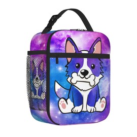 Galaxy Cute Dog Insulated Lunch Bag Kids,Kids Lunch Box for Girls Boys,Bento Lunch Box Cooler Bag with Front Pocket for Women Men,Cute Lunch Tote Bag Lunchbox for Work/Office/School/Picnic