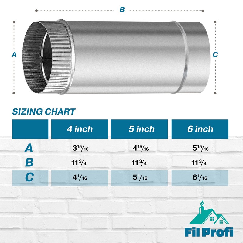 FilProfi - (6-Inch, length 12inch) Round Dryer Duct. Galvanized Bathroom