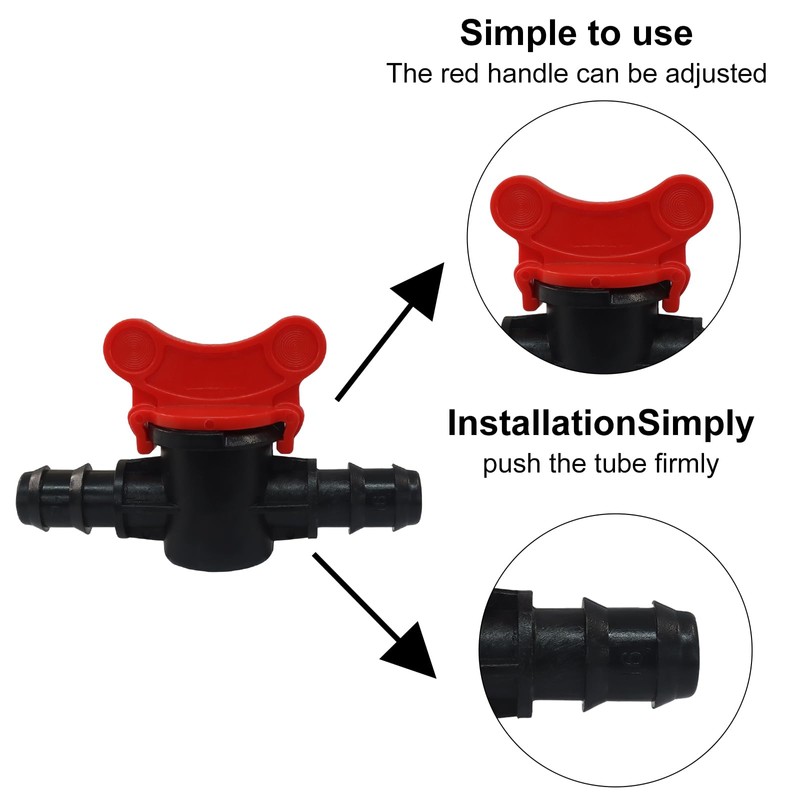 OSVJE 4PCS 3/8" ID in Line Hose Barbed Ball Valve