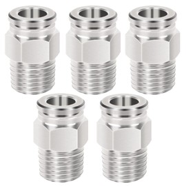 Beduan 5 Pcs Pneumatic BPC Nickel-Plated Brass Male Straight Connect, 1/4" Tube OD x 1/8" NPT Male Thread Push to Connect Air Fitting