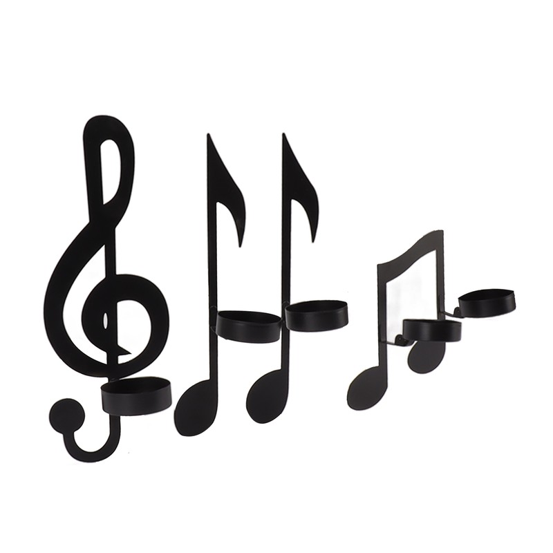 4Pcs Unique Iron Black Music Note Wall Sconce Candle Holder