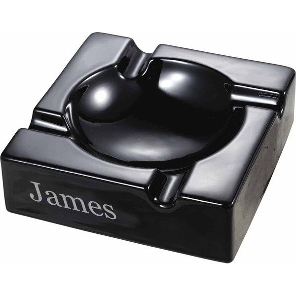 Personalized Visol Donovan Black Ceramic Cigar Ashtray For Patio Use with free engraving
