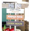 Country Fall Hanging Wooden Rope Sign Farm Fresh Apples Pumpkin