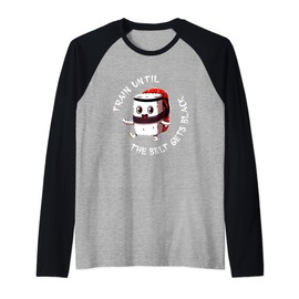 Kawaii Karate Sushi Nigiri Train Until The Belt Turns Black Raglan Baseball Tee