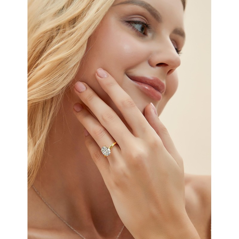 EAMTI 3CT 925 Sterling Silver Engagement Rings Oval Cut Solitaire