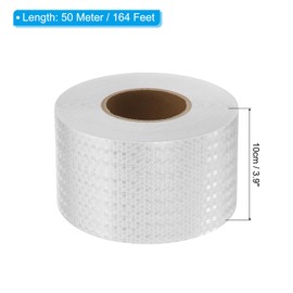 PATIKIL Reflective Tape, 4 Inch x 164 ft Waterproof Self Adhesive High Visibility Caution Warning Safety Tape Outdoor Reflector for Trucks Trailers Cars, White