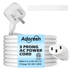 Adoreen 6 Ft Computer TV Replacement Power Cord White, Low
