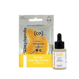Skincyclopedia Facial Serum Treatment Set, 1 Vitamin C Face Serum +1 Hydrogel Eye Patch, Brightener, Reduces Dark Spots, Boosts Natural Collagen, Improves Skin Texture, Oil Control, Deep Hydration.