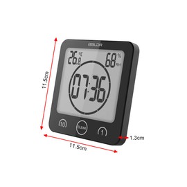 HONPHIER Bathroom Shower Clock Digital Clock Timer Large LCD Display Touch Screen Timer with Temperature Humidity Display for Bathroom Shower Kitchen (Black)