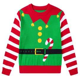 Funnycokid Boys Ugly Christmas Sweater Kids Girls Toddler Size 3t 4t Holiday Xmas Elf Red Green Top 3-4 Years Long Sleeve Crew Neck