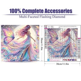 STGLCR Angel Diamond Painting Kit for Adults, Butterfly Diamond Art Kits for Beginners, Full Drill Round Gem Art Diamond Painting for Home Wall Decor Gift 12x12in