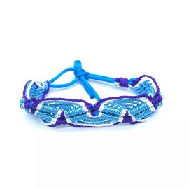 Hippie Braided Rope Handmade Macramé Cord Bracelet Blue 7-11in