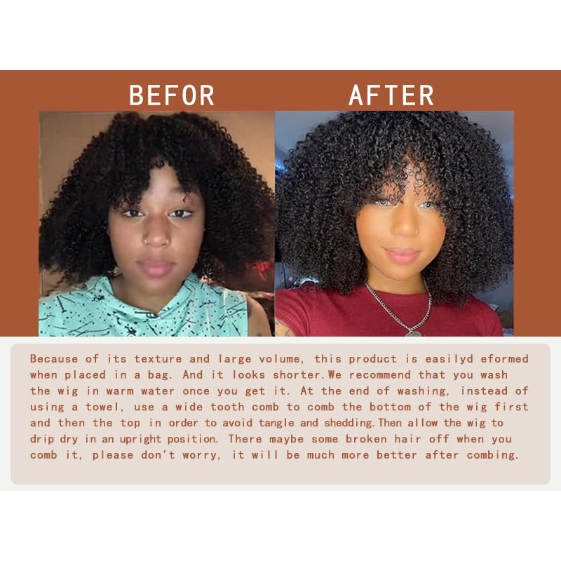 20 Inch Wig Women Natural Brazilian Afro Curly for Women