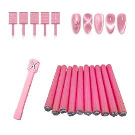 10Pcs Nail Art Stamp Pen Nail Art Flower Stamp Pen with 3 in 1 Nail Magnets tools Nail Magnet Stripe Nail Magnet kits, Nail Art Stamp Pens DIY Nail Art Tools for Salon DIY Home Manicure