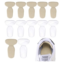 PATIKIL T-Shape Heel Pads, 6 Pairs Heel Grips Liner Cushion Pads Inserts High Heel Comfort Pads Anti Slip Back of Heel Cushion for Shoes Women Men Too Big, Skin Color/Transparent