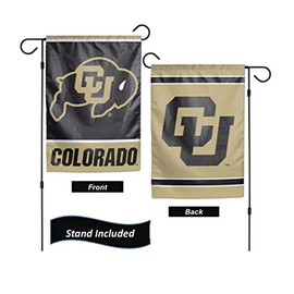 Colorado Buffaloes Garden Flag Set With Stand, Printed in the USA, 12.5" x 18" College Flag With Three Piece Steel Yard Flag Stand Holder