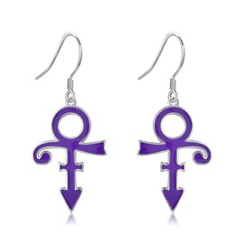 Prince Symbol Earrings Sterling Silver Purple Prince Dangle Earring Punk Prince Symbol Jewelry for Prince Lover