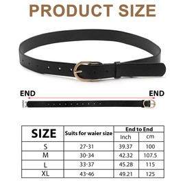 Breathffy 3 Pcs Women's Leather Belts for Jeans Dresses Pants Ladies Belt Bulk with Gold Buckle (Black, Camel, Apricot, XL: fit Waist Size 42-47 Inches)