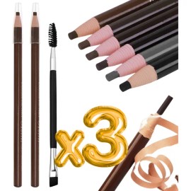 Lápiz Delineador Diseño Cejas + Brocha Doble Punta Kit 3pz F