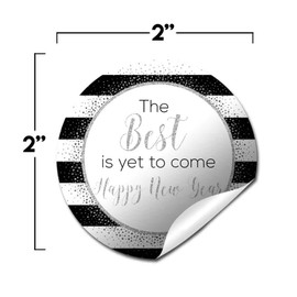The Best Is Yet To Come New Year’s Thank You Sticker Labels, 40 2" Party Circle Stickers by AmandaCreation, Great for Party Favors, Envelope Seals & Goodie Bags