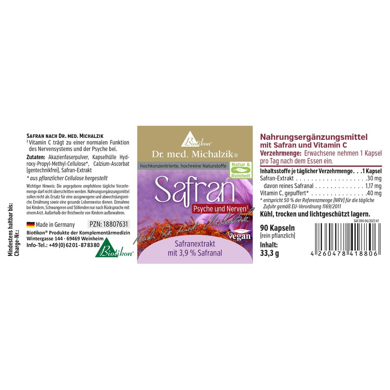 Saffron Dr. Michalzik - 3.9% Safranal + Vitamin C -