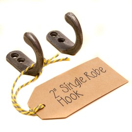 Triskelion 2" Cast Antique Iron Single Robe HOOK - Pack of 2 (AI50)