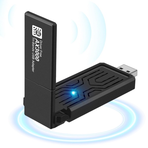 Gaming WiFi Adapter for PC,6GHZ WiFi Adapter,USB WiFi Adapter,IEEE802.11AX,MU-MIMO Technologies,AXE3000