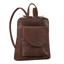 STILORD 'Bernice' Elegant Backpack Women's Leather Daypack Vintage Backpack Handbag Small Women's Backpack City Backpack for Women Genuine Leather, Torres - Brown