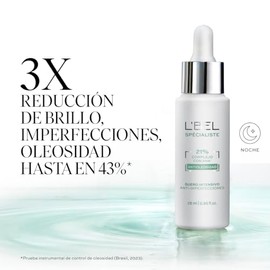 L'BEL - Specialista Sérum Facial Antiolosidad 28 ml, Suero Intensivo Anti-imperfecciones, Minimaza los Poros Abiertos, Ayuda a Reducir Brillo, Sérum Facial para Pieles Grasas y Mixtas, Uso Nocturno
