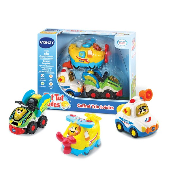 VTech Tut Tut Bolides - Trio Leisure (Avion + Police + Quad) - Collectable Interactive Cars - French Version